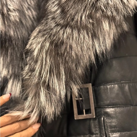 Custom Made lamb Leather Jacket With Argentinian  Fox Fur Collar - Picture 6 of 7